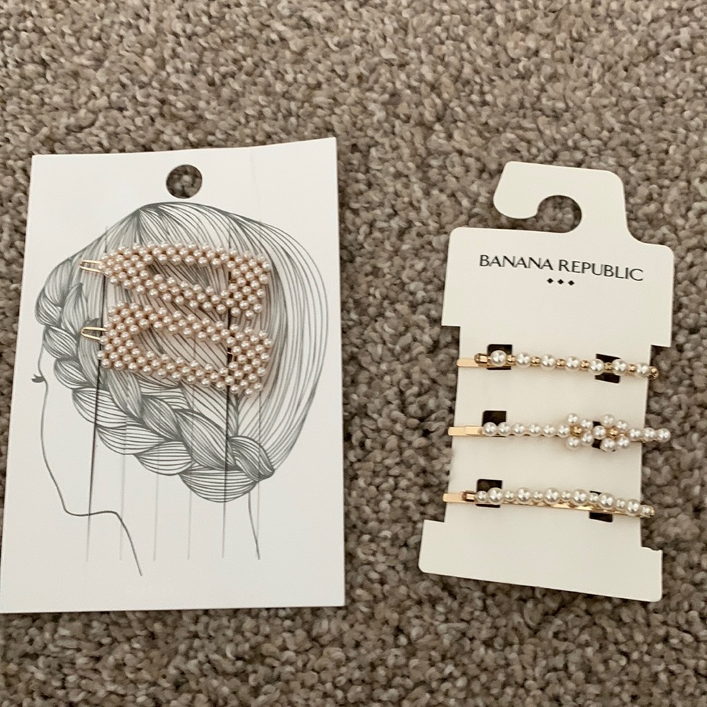 Pearl and gold hair clips/barrettes